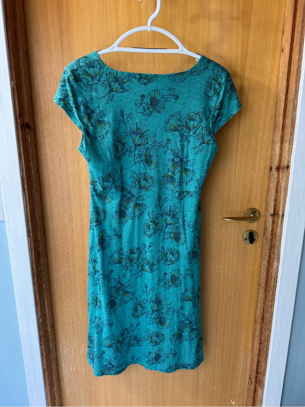 Toad&Co Teal Floral V-Neck Dress - Picture 2 of 4
